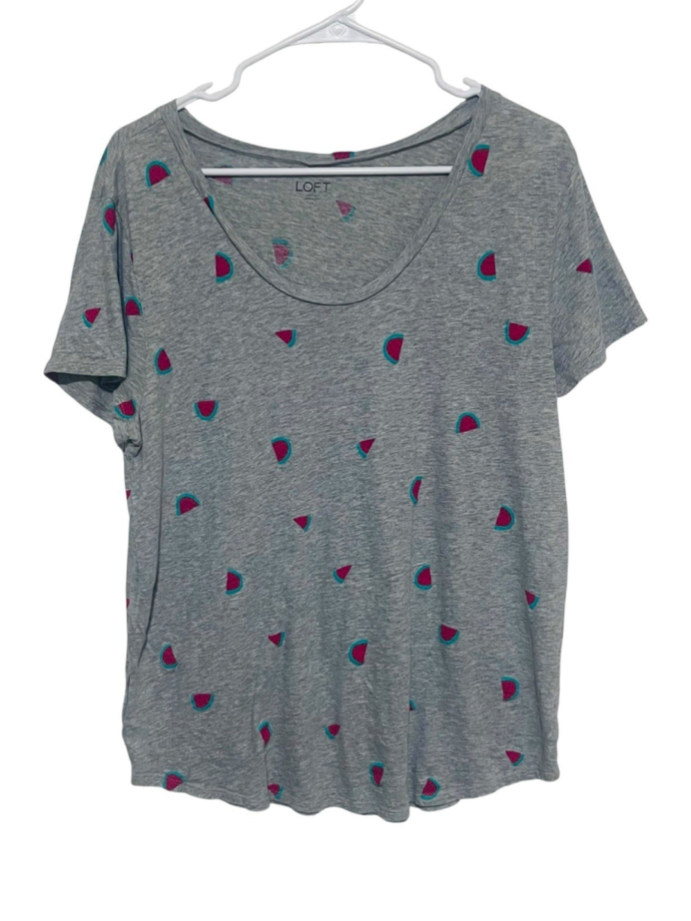 Loft Outlet Watermelon T-Shirt Women’s Large Red Gray Summer Cookout Picnic Tee